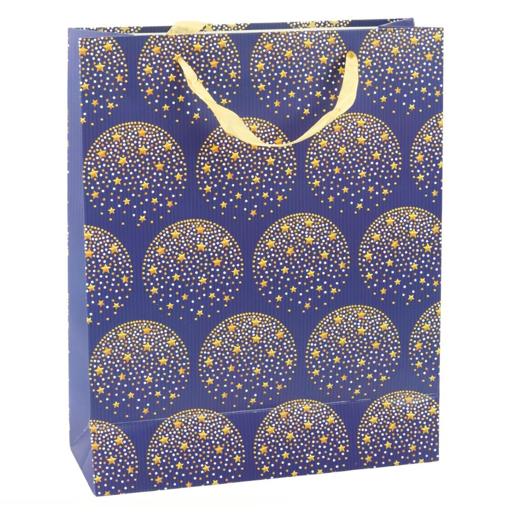 Torba Prezentowa Elegancka Złote Gwiazdki Granatowa 32 x 26 x 12 cm