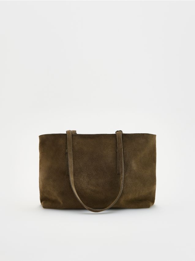 Reserved - Zamszowa torebka shopper - brązowy
