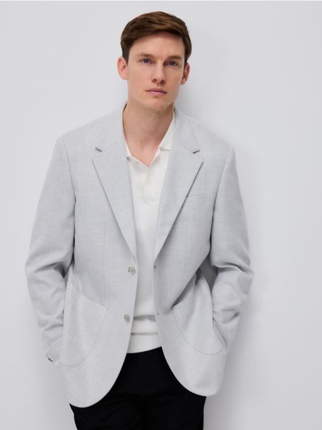 Reserved - Marynarka slim fit z wiskozą - jasnoszary