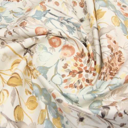 Bieżnik plamoodporny bawełniany z wzorem Suche kwiaty Brązowe