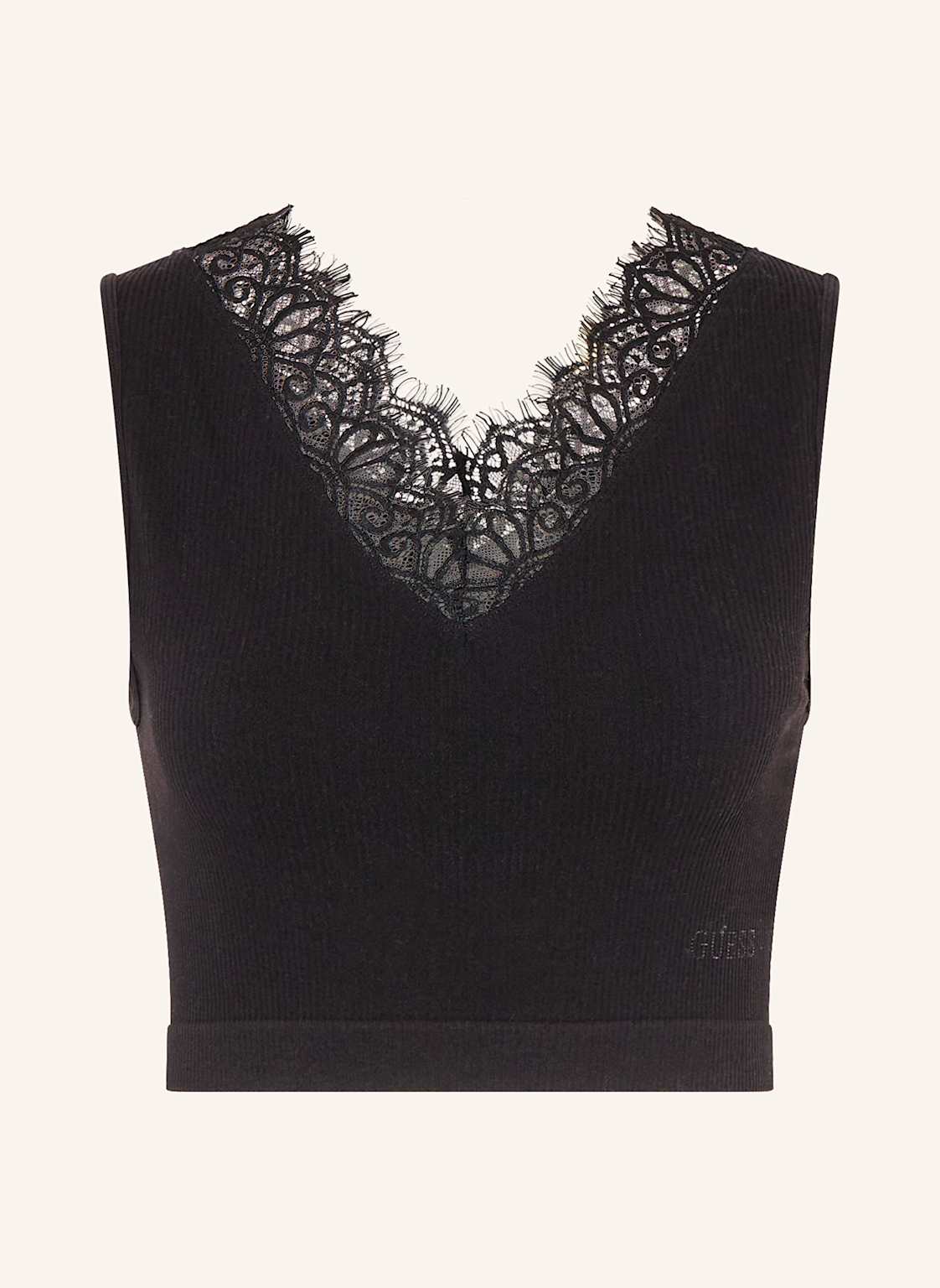 Guess Krótki Top Raquel Z Koronką schwarz