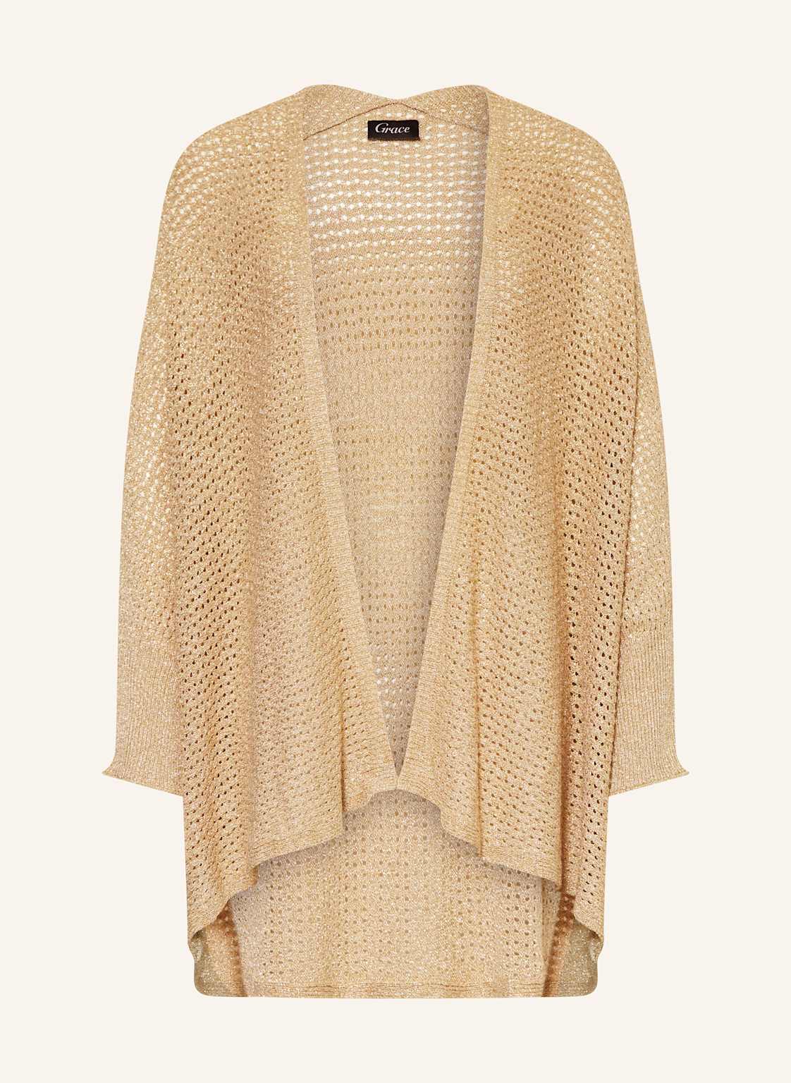 Grace Dzianinowe Wdzianko Oversize Z Błyszczącą Przędzą gold