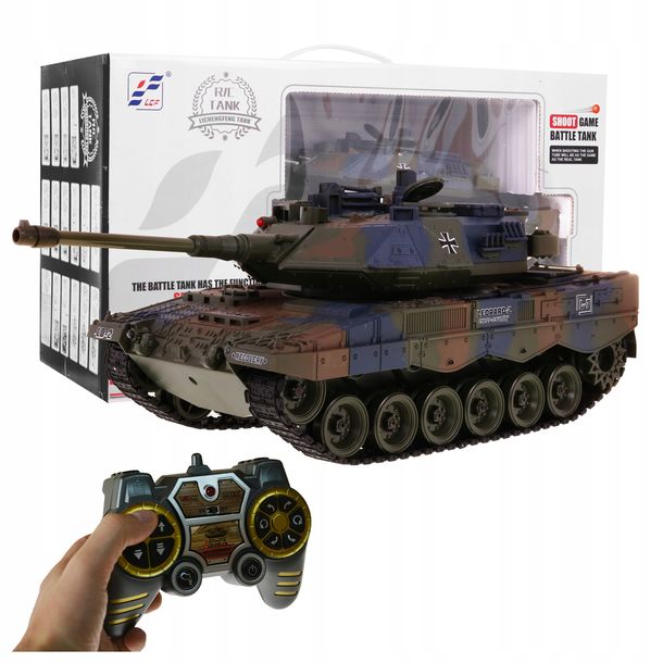Czołg Zdalnie Sterowany Leopard Tank Rc Strzela Dymi + Tarcza