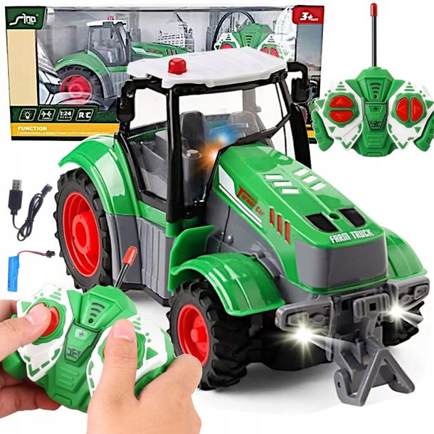 Traktor Zdalnie Sterowany Duży Ciągnik Rc Maszyna Rolnicza Pilot Akumulator