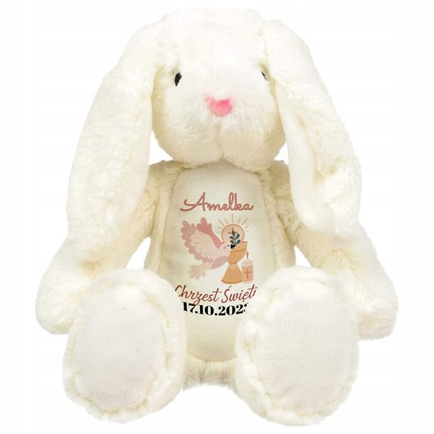 Personalizowana Maskotka Przytulanka KRÓLICZEK Prezent Pamiątka Chrztu Św
