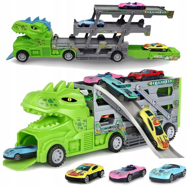 Tir Laweta Ciężarówka Resoraki Samochody Wyrzutnia Dinozaur