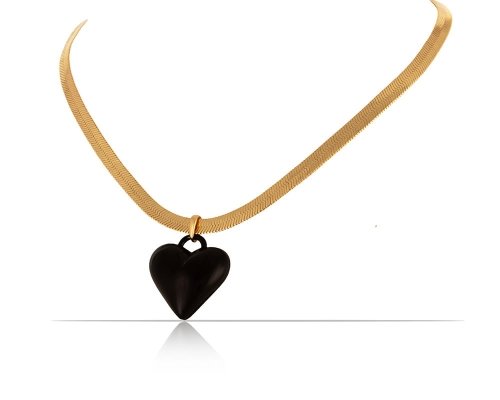 Colibra Naszyjnik z czarnym, pękatym sercem (C23/ZIM/108/2AU) Walentynki