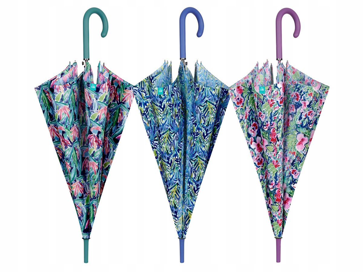 Parasol automatyczny długi laska Perletti Time wiatroodporny kwiatowy