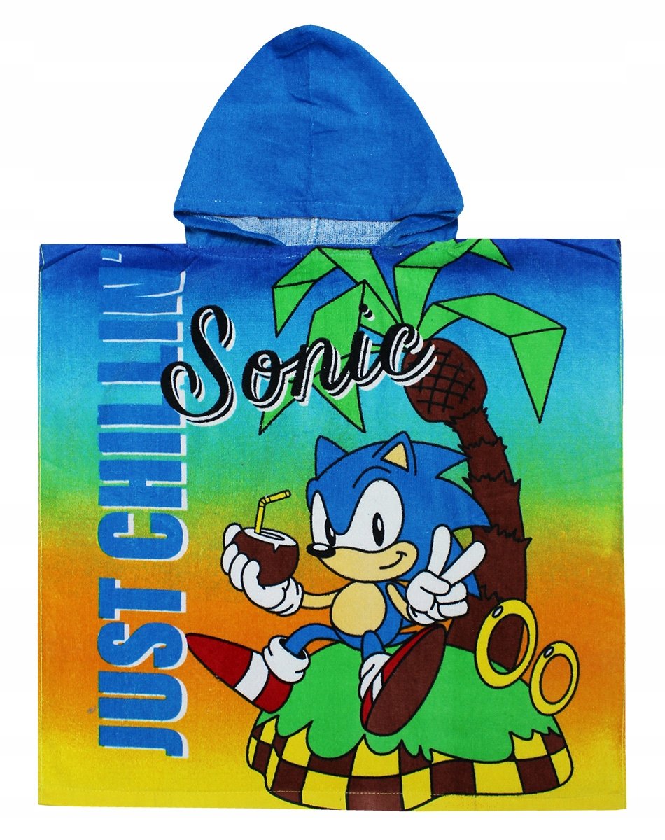 SONIC THE HEDGEHOG PONCZO KĄPIELOWE RĘCZNIK Z KAPTUREM DZIECIĘCY BASEN LATO