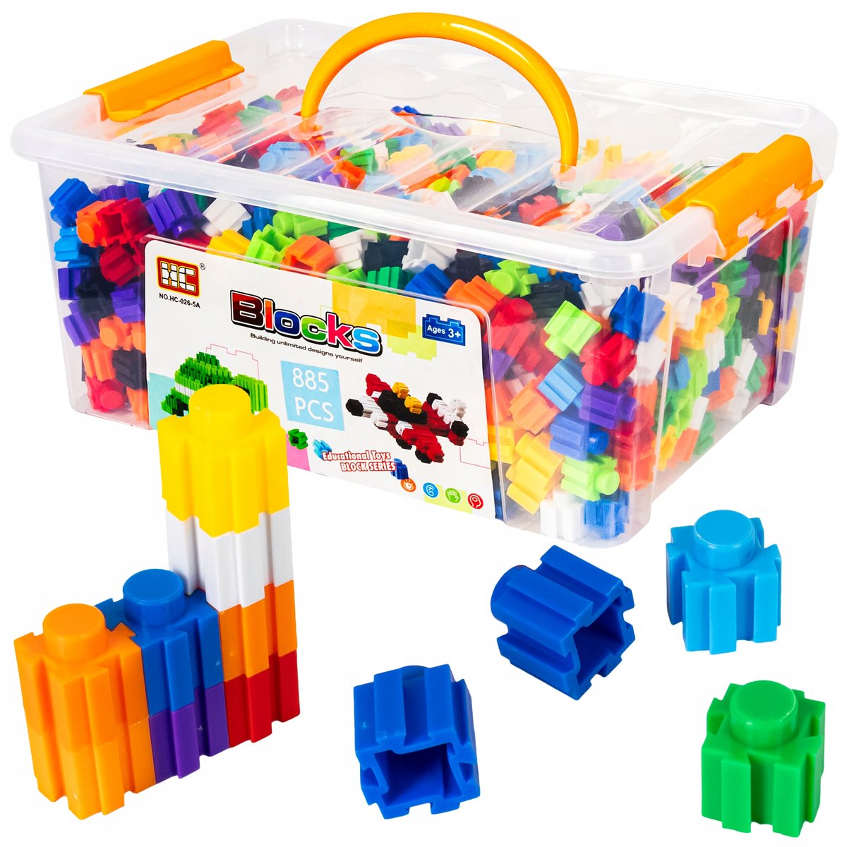 Klocki Konstrukcyjne Przestrzenne W Kuferku 885 El. Kostki Edukacyjne 3D