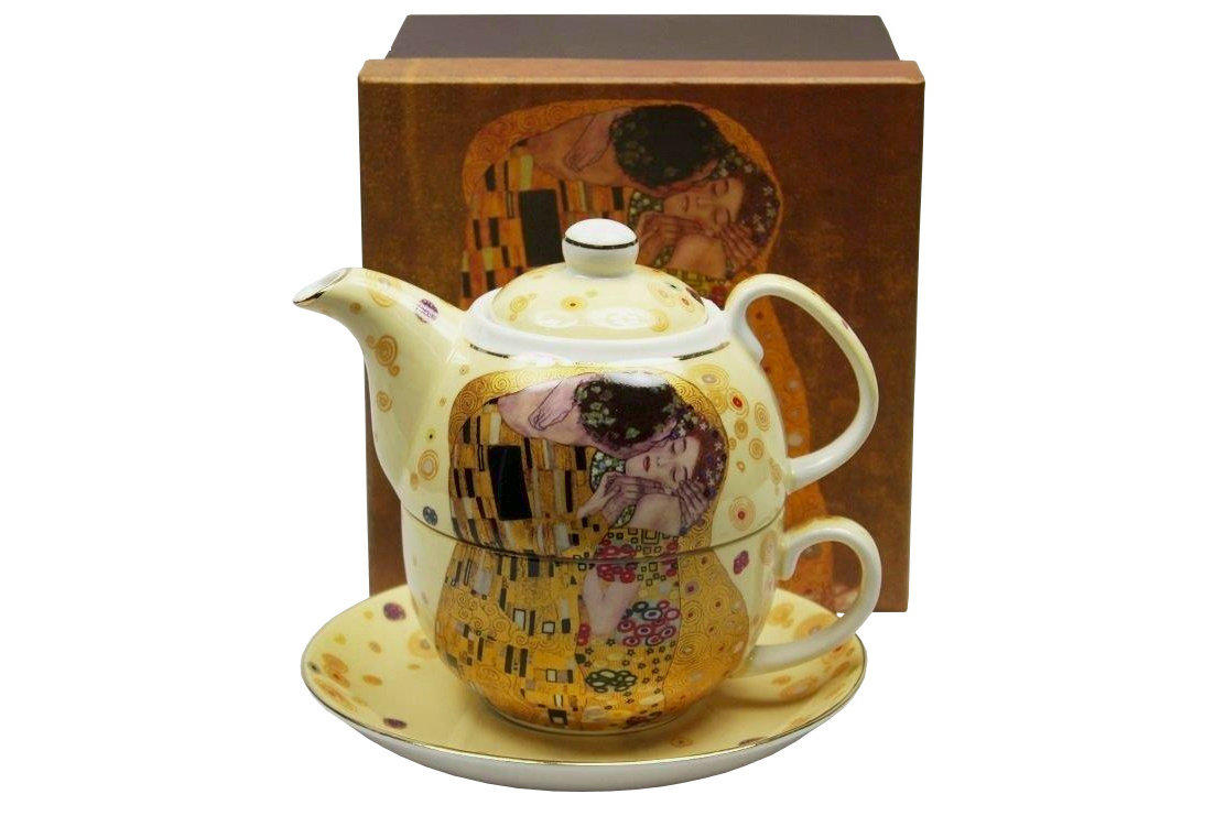 Zestaw filiżanka dzbanek tea for one Klimt Kiss