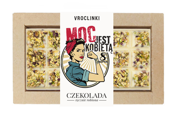 Czekolada biała z pistacjami Dzień kobiet - moc jest Kobietą