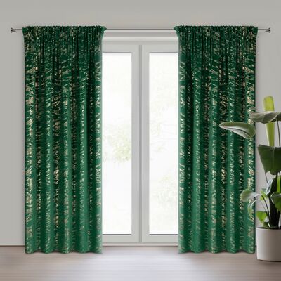 Zasłona gotowa na taśmie Doris 140 x 270 cm ciemnozielony