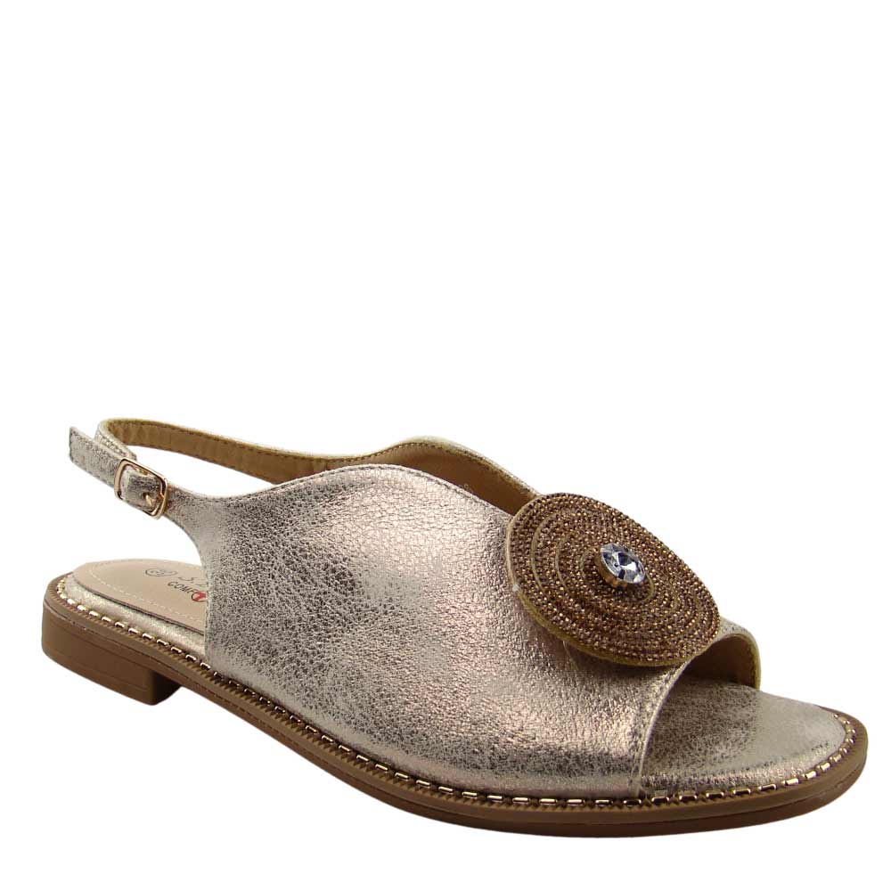 S.Barski KV51-012 sandały damskie z ozdobą comfort płaskie