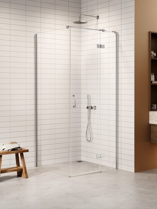 Kabina prysznicowa uchylna prawa kolor chrom 80x100 cm K-3629 New Trendy Nesta Chrome