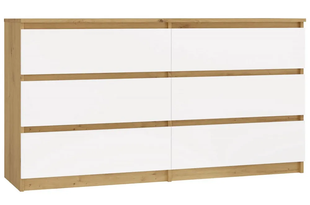 Stylowa komoda w nowoczesnym stylu biały + dąb artisan - Berta 2X 140 cm