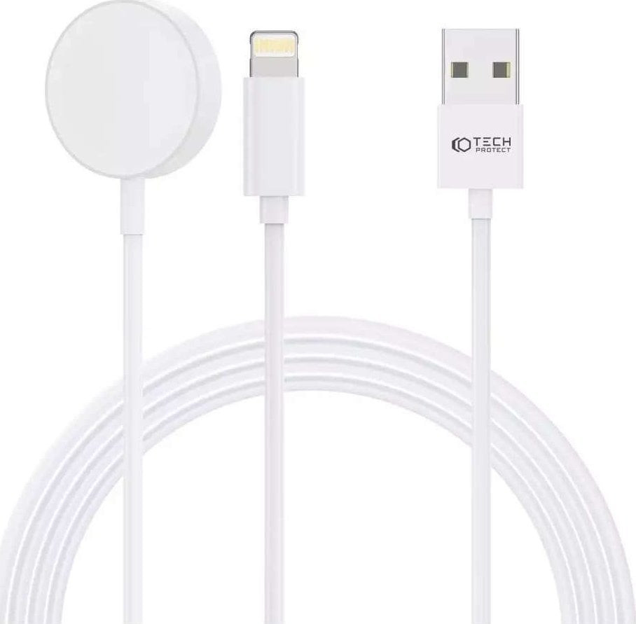 Ładowarka indukcyjna 4kom.pl Kabel 150cm UltraBoost 2w1 do Apple Watch iPhone iPad White