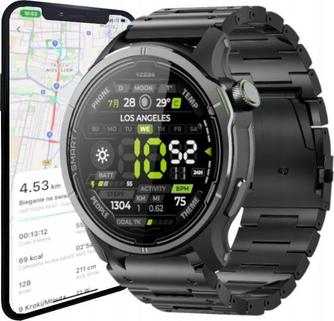 Wenom Męski Zegarek Czarny Zaawansowane Funkcje GPS PRO Zdrowie Sport
