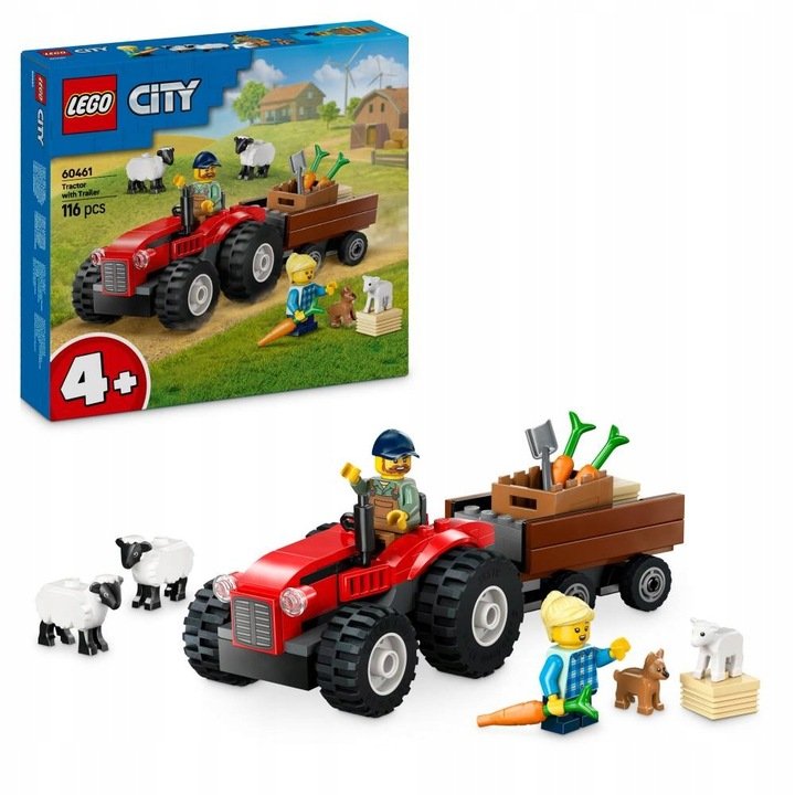 LEGO City - Farma Ciągnik Czerwony traktor z przyczepą owcą i zwierzątkami ZESTAW LEGO PREZENT DLA CHŁOPCA DZIECI