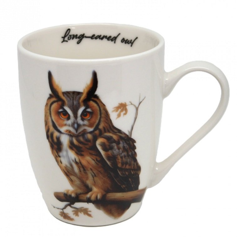 Kubek w koszyczku porcelana elegancki Ptak Sowa 350 ml