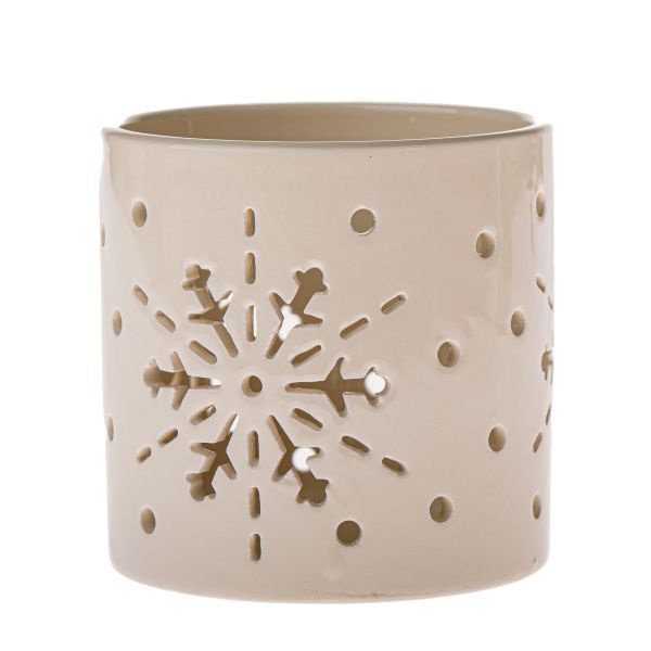 Kominek świecznik kremowy do domu ceramika świeca