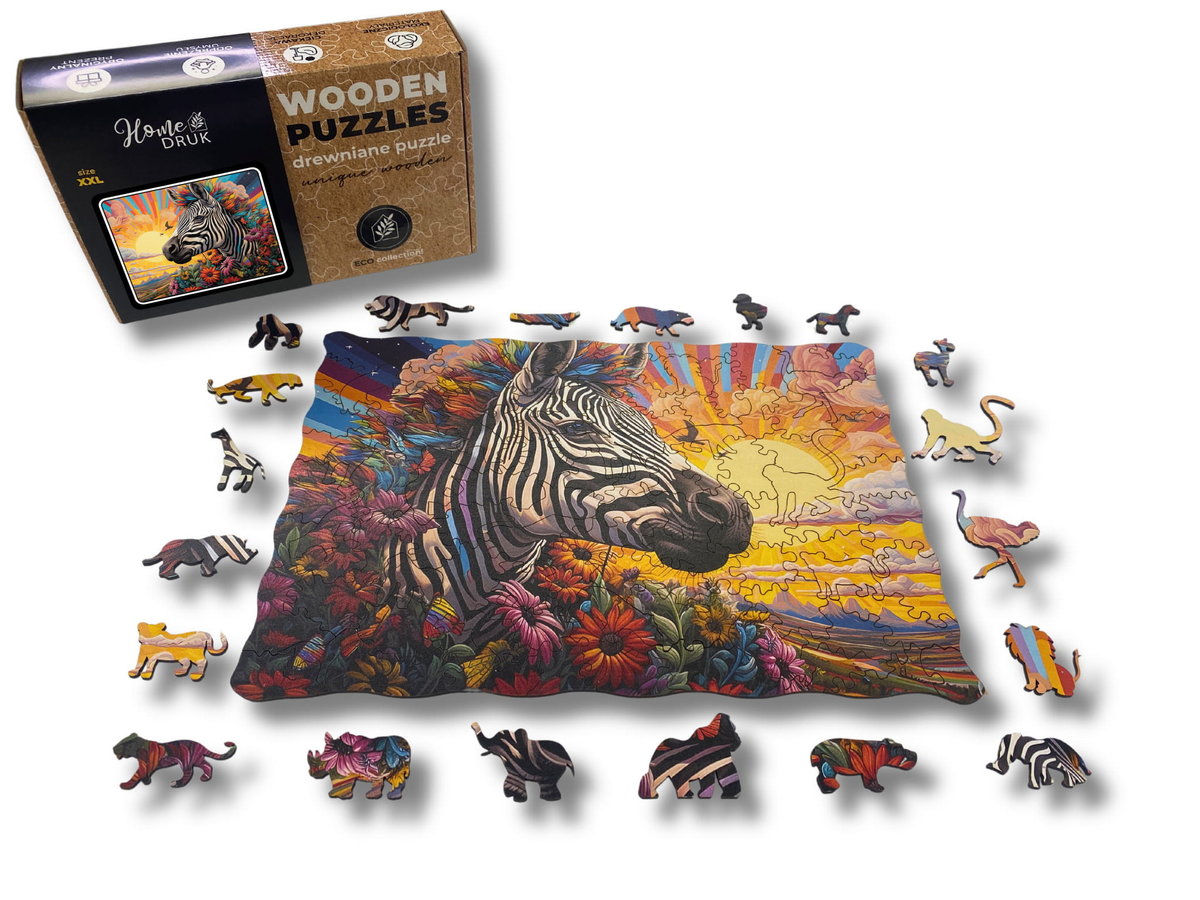 Puzzle Drewniane dla dzieci i dorosłych ColorfullZebra Zebra 100 elementów