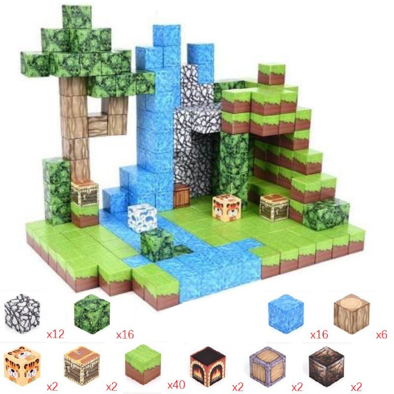 Klocki Magnetyczne Sześciany 100 szt. - 8 magnesów - Model 020