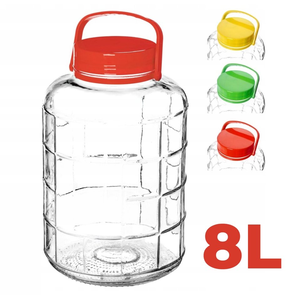Słoik 8L z plastikową pokrywą i uchwytem