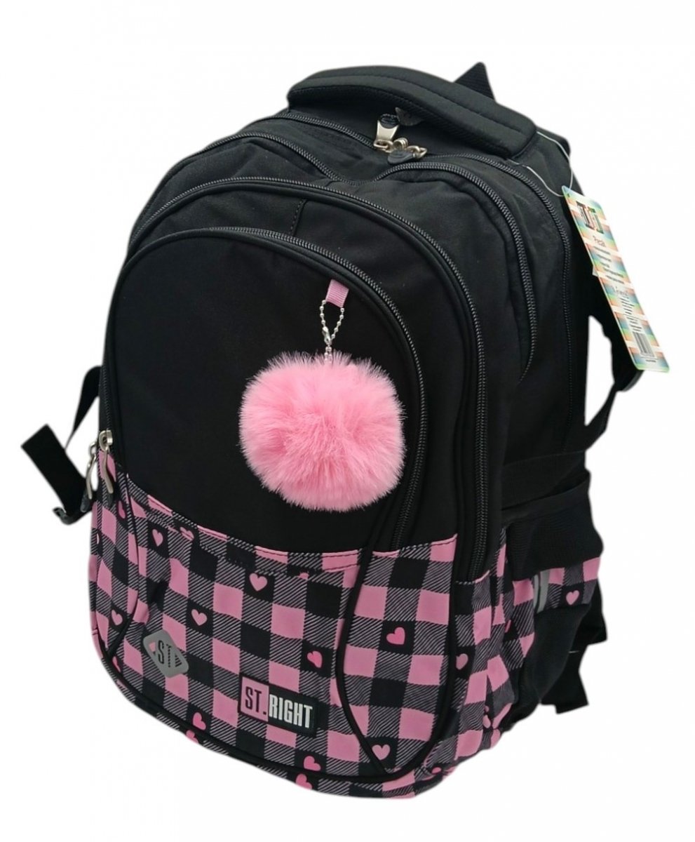 Plecak 4-komorowy Pink Checkered Różowa kratka St.Right Majewski
