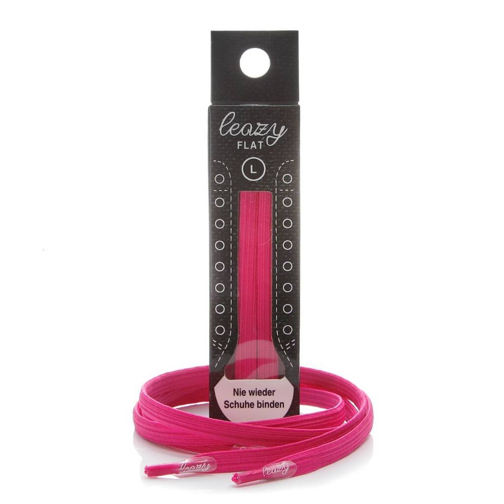Płaskie elastyczne sznurówki Leazy Flat Neon Pink-XL - do 7 oczek po każdej stronie