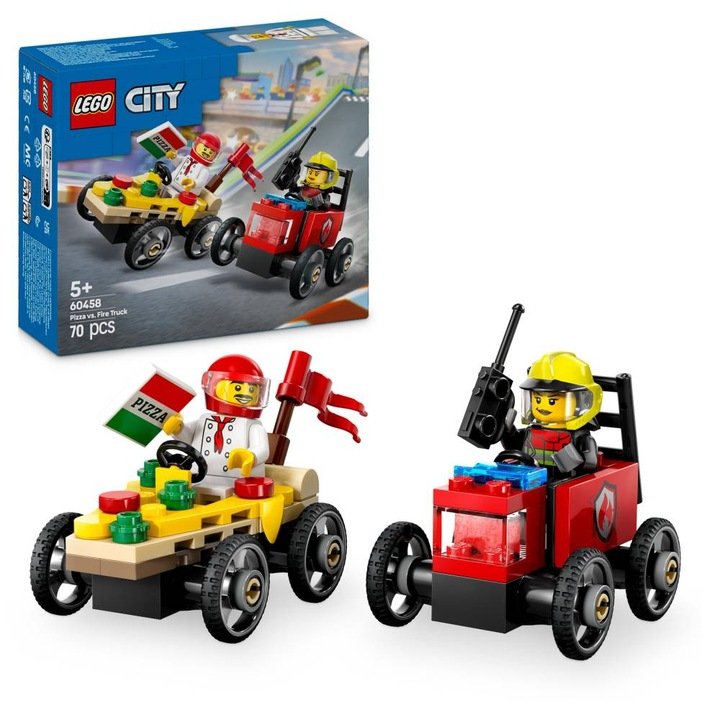 LEGO City - Wyścigówki Pizza i wóz strażacki ZESTAW LEGO PREZENT DLA CHŁOPCA DZIECI