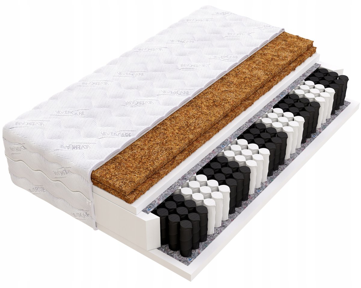 Materac 140x200 Kokos x2 kieszeniowy H3/H5 twardy pocket SILVER MAX