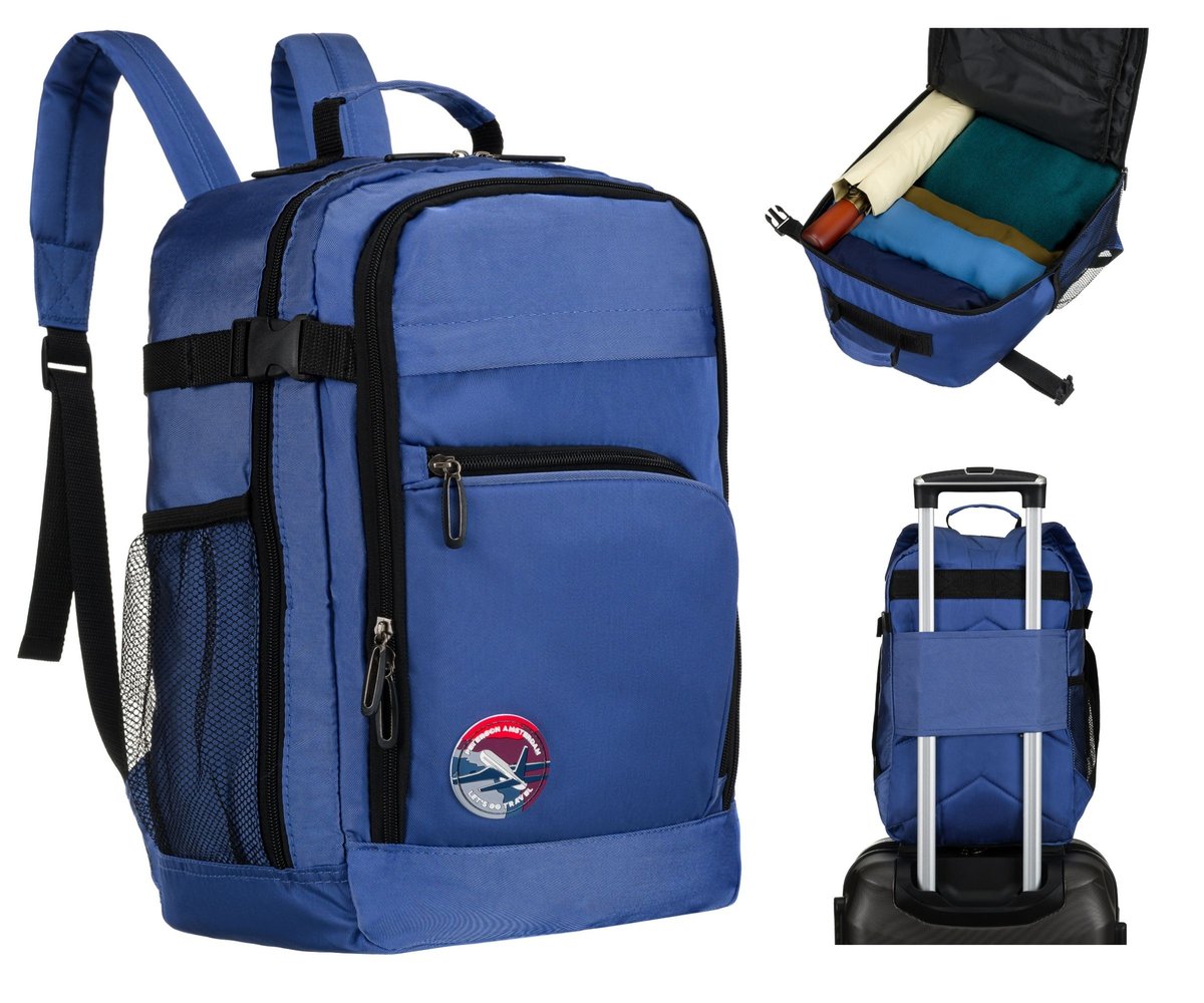 Plecak do samolotu torba Peterson Ryanair Wizzair bagaż podróżny 40x20x25 niebieski