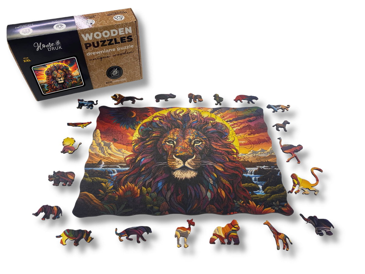 Puzzle Drewniane dla dzieci i dorosłych DarkLion Lew2 100 elementów