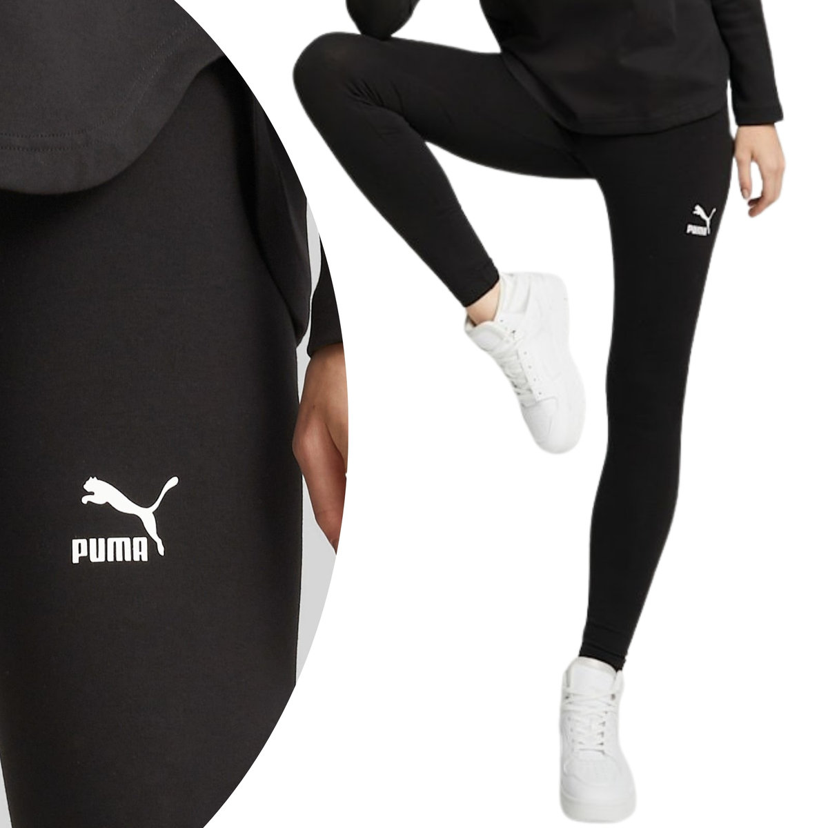 PUMA LEGGINSY DAMSKIE WYSOKI STAN CZARNE LEGINSY DŁUGIE r. XS