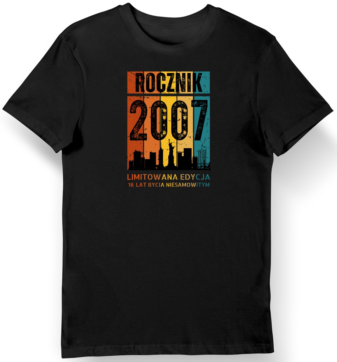 Koszulka męska na 18 urodziny rocznik 2007 limitowana edycja czarna M