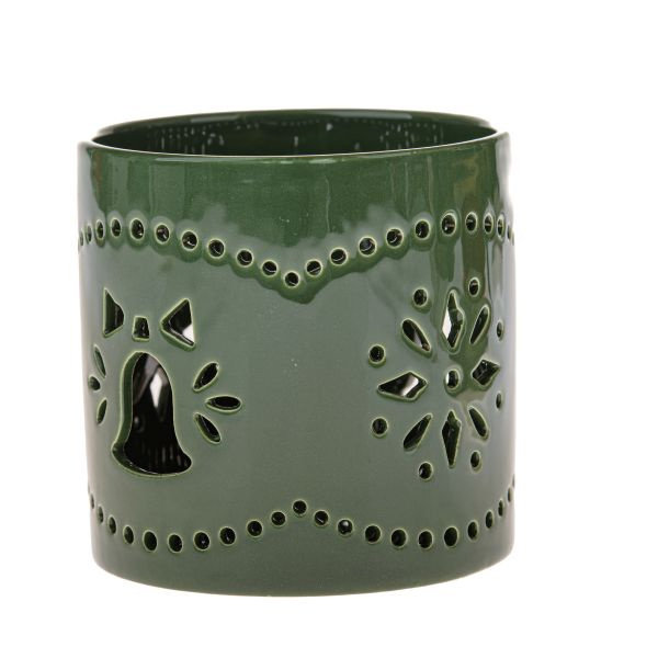 Uroczy świecznik zielony do domu ceramiczny świeca