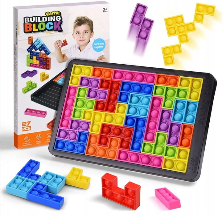 Gra układanka logiczna antystresowa sensoryczna Tetris Pop it puzzle
