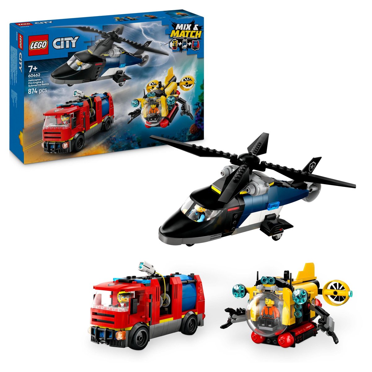 LEGO City - Helikopter Wóz Strażacki Łódź podwodna ZESTAW LEGO PREZENT DLA CHŁOPCA DZIECI