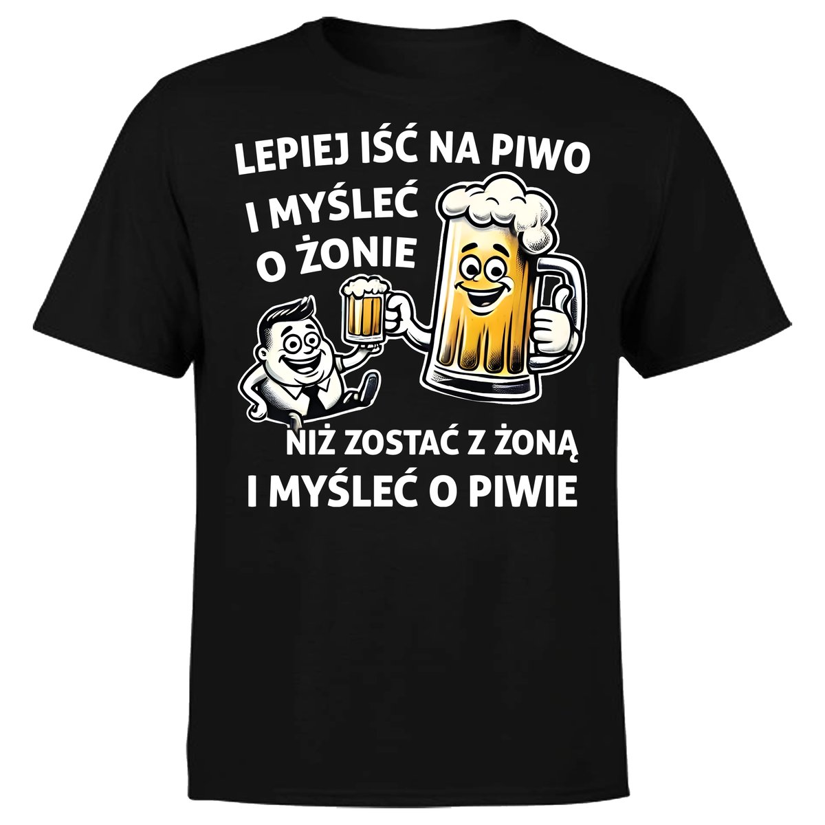 KOSZULKA MĘSKA Z NADRUKIEM NAPIS LEPIEJ IŚĆ NA P*WO ŻONA PREZENT P*WO XL