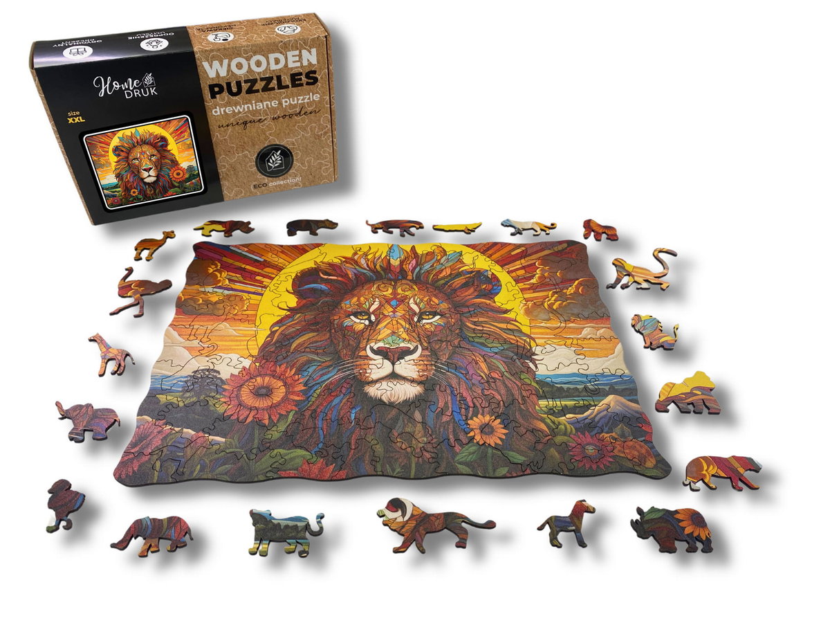 Puzzle Drewniane dla dzieci i dorosłych FlowersLion Lew 100 elementów