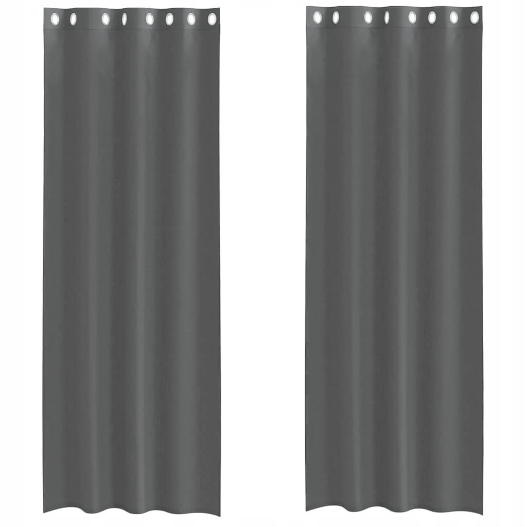 ZASŁONY WOALOWE 140x260 CM CIEMNOSZARE Z PRZELOTKAMI 2SZT.