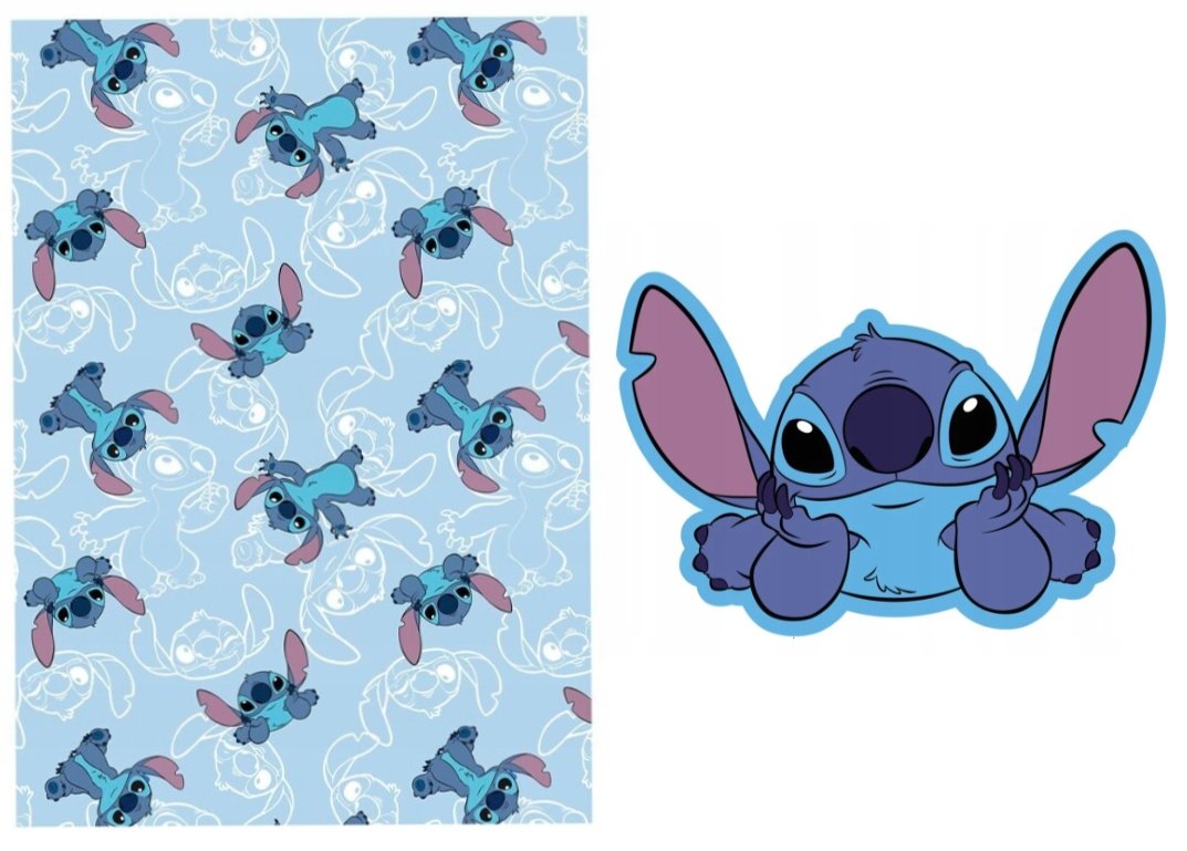 Zestaw prezentowy upominkowy LILO I STITCH Koc + Poduszka 3D kształtka Stich pled Disney Ciepły Miękki
