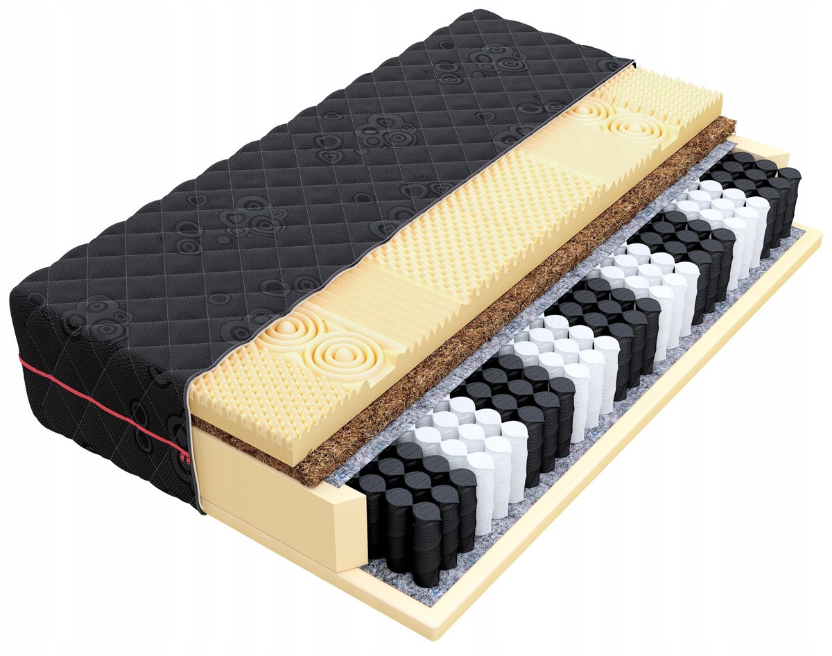 Materac DARK pocket stref MASUJĄCY kokos pianka profilowana 90x200 24cm