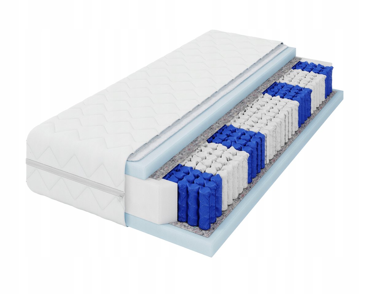 Materac 80x200 pocket kieszeniowy dwustronny średnio twardy BLANC