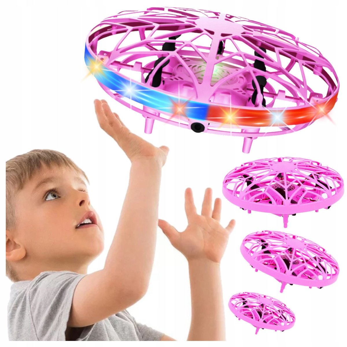 LATAJĄCA KULA DYSK mini DRON UFO ŚWIECĄCA STEROWANA RĘKĄ LED KOSMODYSK