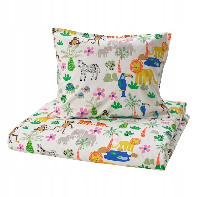 IKEA NATTHAGER komplet pościeli JUNGLE 150x200/50x60 cm Bawełna Wiskoza