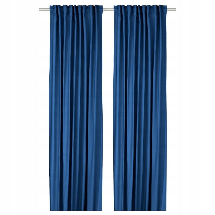 IKEA GINSTMOTT Zasłona 2 szt na taśmie granatowy 145x300 cm Przyciemniająca