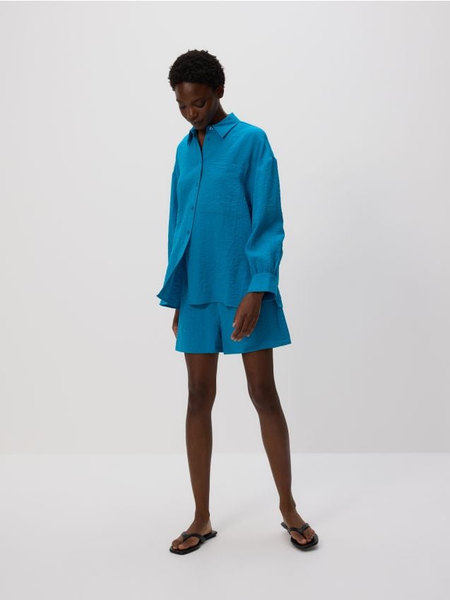 Reserved - Szorty z wiskozą - turkusowy