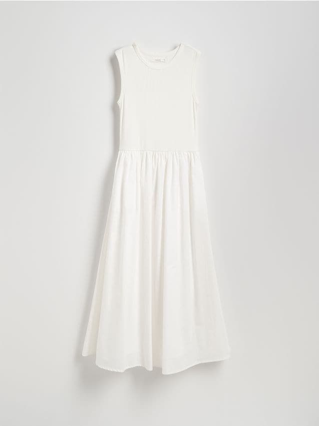 Reserved - Wiskozowa sukienka midi - biały